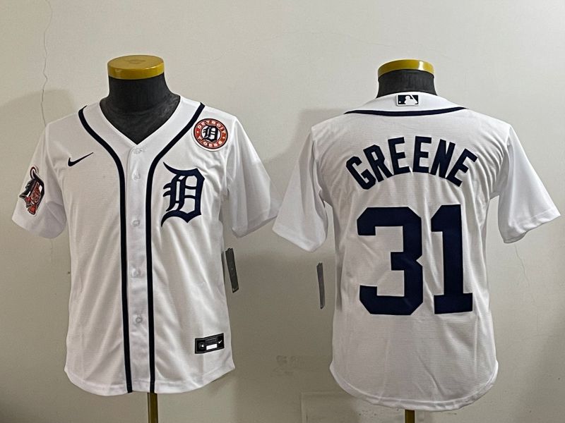 Youth 2025 Detroit Tigers 31 Greene White Game Nike MLB Jersey style 9